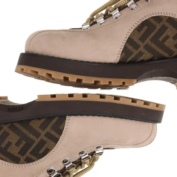 Authentic Fendi Leather Monogram Hiking Boots men size UK5 US6